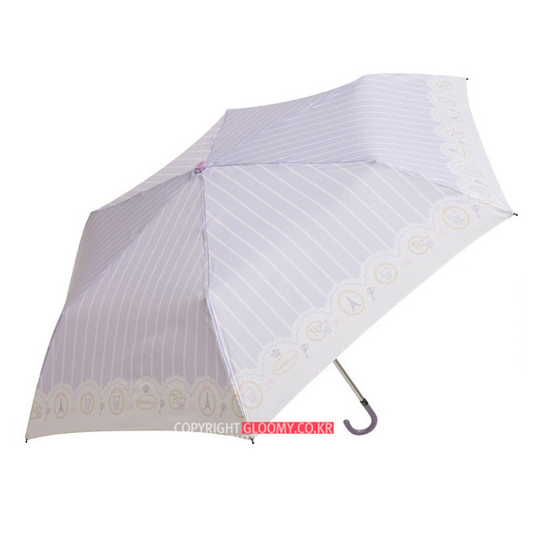 리락쿠마리락쿠마 50cm 접이식 우산 스트라이프(퍼플)(일) 비오는날