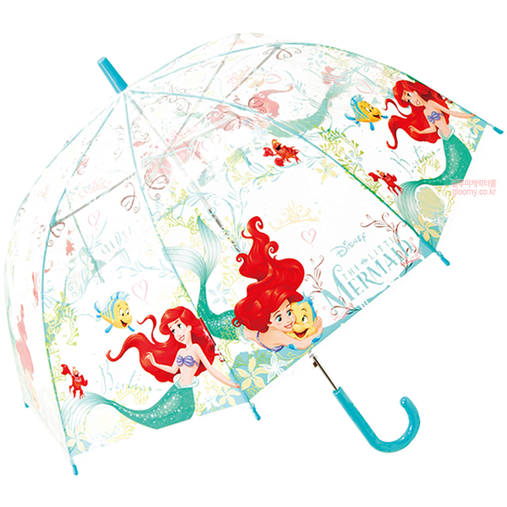 프린세스디즈니 인어공주 돔형 투명 장우산 55cm(머메이드) (일)) 073131