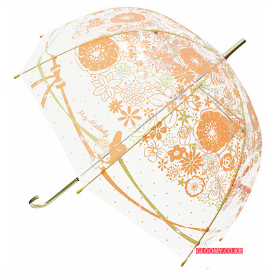 마이멜로디마이멜로디 60cm 돔 투명비닐 장우산(오렌지플라워)(일) 성인우산