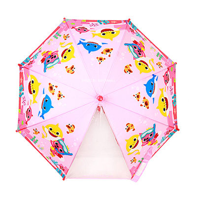 핑크퐁핑크퐁 상어가족 47cm 반자동 우산(바닷속여행)(핑크)476947