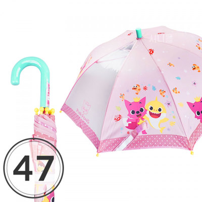 핑크퐁핑크퐁 핑크보더 47cm 반자동 우산 670979
